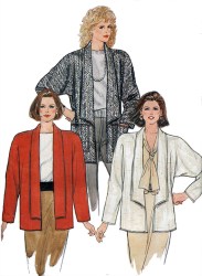 3026 84 EZ LOOSE UNLINED SHAPE COLLAR OPEN JACKET PATTERN 8-12